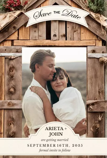 Rustic Barn Wedding Save The Date Announcement Invitation Template