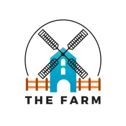 Rustic Blue Windmill and Fence Design for Farm Logo Template
