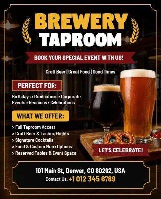 Rustic Brewery Taproom Event Promotion Flyer Template