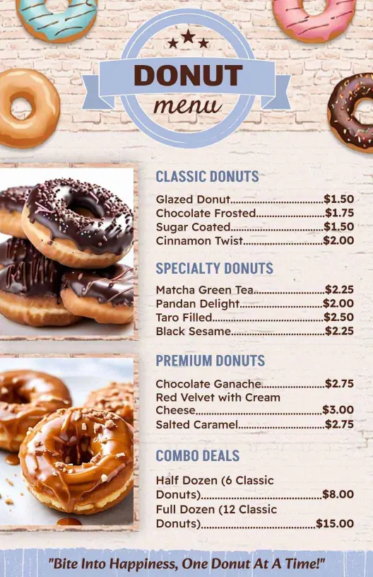 Rustic Brick Donut Menu Template