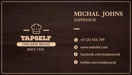 Rustic Brown Chef-Themed Restaurant Business Card Template