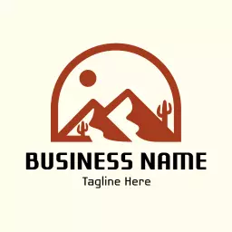 Rustic Brown Desert Landscape with Iconic Mountains Logo Template