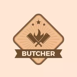 Rustic Brown Design Featuring Butcher Tools and Flames Logo Template