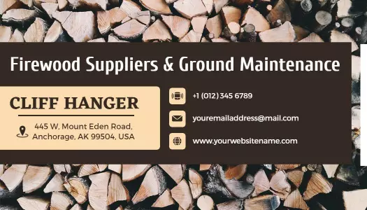 Rustic Brown Firewood Suppliers Ground Maintenance Visiting Card Template