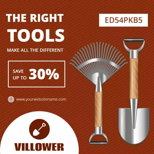 Rustic Brown Gardening Tools Promotion with Discount Offer Ad Template