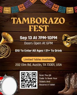 Rustic Brown Tamborazo Festival Event Flyer Template