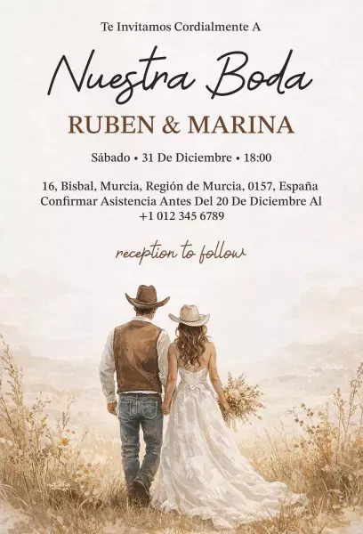 Rustic Charm Western Wedding Celebration Invitation Template