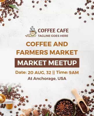 Rustic Coffee Themed Farmers Market Meetup Poster Template