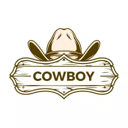 Rustic Cowboy Hat with Wooden Sign and Bold Lettering Logo Template