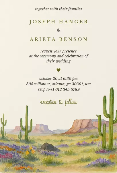 Rustic Desert Landscape Western Wedding Invitation Template