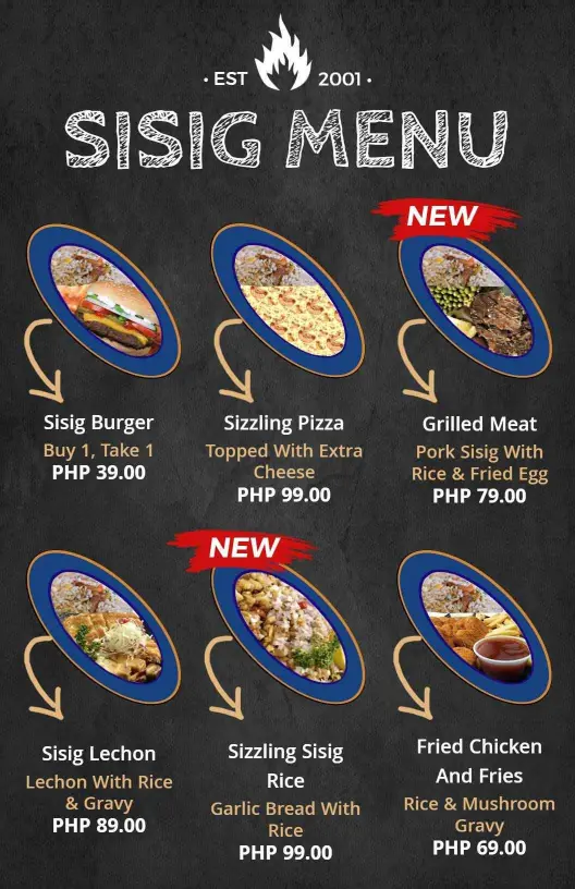 Rustic Design Filipino Sisig Dishes Menu Template
