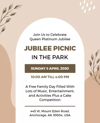 Rustic Earthy Jubilee Picnic Celebration in the Park Poster Template