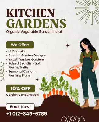 Rustic Earthy Organic Vegetable Garden Installation Poster Template