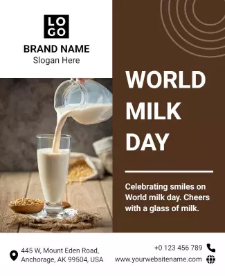 Rustic Earthy World Milk Day Celebration Poster Template