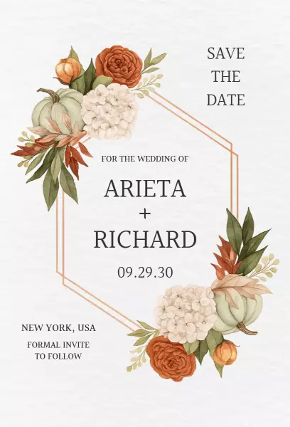 Rustic Elegant Fall Wedding Celebration Invitation Template