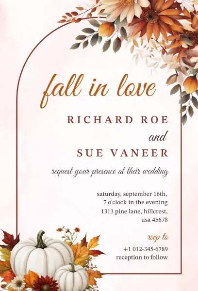 Rustic Fall Wedding Celebration Autumn Romance Invitation Template