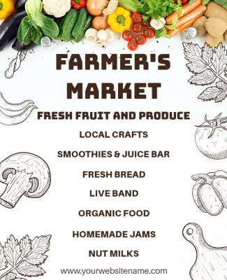 Rustic Farm-Themed Fresh Produce and Crafts Market Poster Template