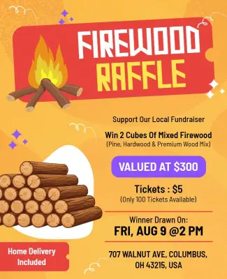 Rustic Firewood Raffle Fundraiser Event Poster Template