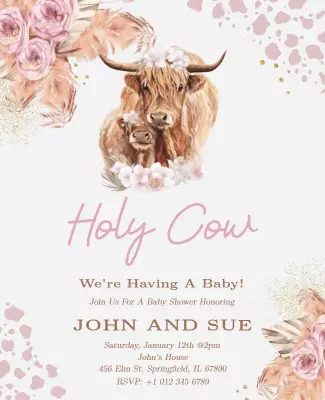 Rustic Floral Baby Shower Announcement Flyer Template