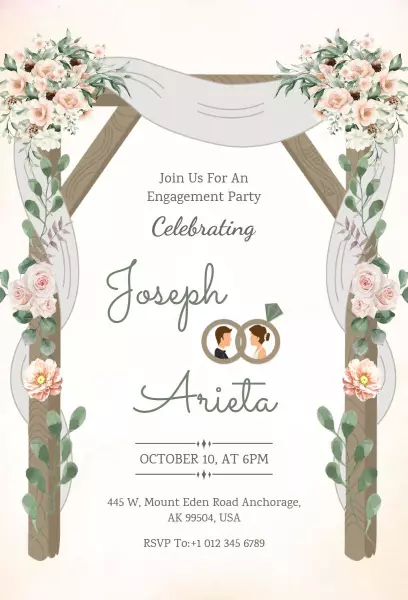 Rustic Floral Garden Engagement Celebration Invitation Template