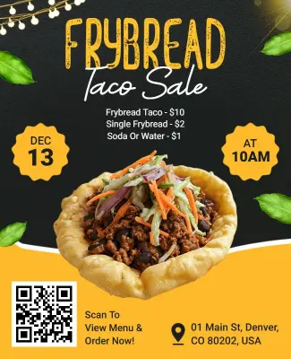 Rustic Frybread Taco Sale with Leaf Accents Flyer Template