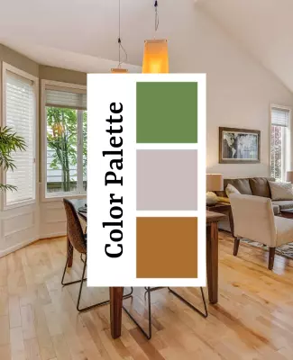 Rustic Green and Brown Home Interior Design Color Palette Poster Template