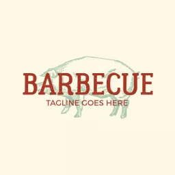 Rustic Green and Red Design Celebrating Barbecue Culture Logo Template