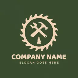 Rustic Green Carpentry Tools and Equipment Logo Template