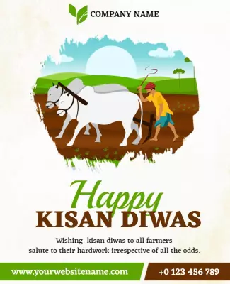Rustic Green Farm-Themed Happy Kisan Diwas Poster Template