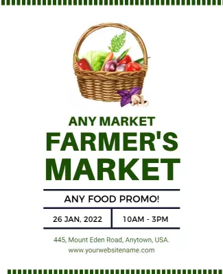 Rustic Green Farmer's Market Promotion Poster Template