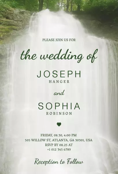 Rustic Greenery Nature Wedding Ceremony Invitation Template