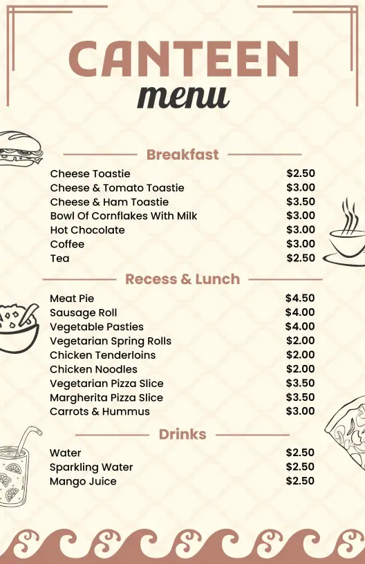 Rustic Hand-Drawn Graphics Canteen Menu Template