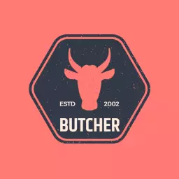 Rustic Hexagon Design Featuring Butcher with Cow Logo Template