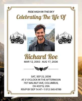 Rustic Motorcycle Celebration of Life Event Flyer Template