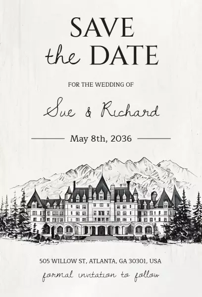 Rustic Mountain Lodge Save The Date Wedding Invitation Template
