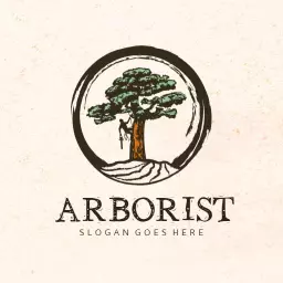 Rustic Nature Scene with Tree and Arborist Services Logo Template