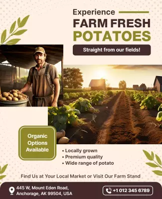 Rustic Organic Farm Fresh Potatoes Market Promotion Poster Template