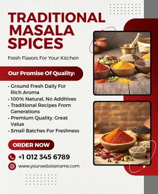 Rustic Red Gourmet Spice Collection Kitchen Flyer Template
