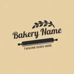 Rustic Rolling Pin Design Highlighting Fresh Bakery Treats Logo Template
