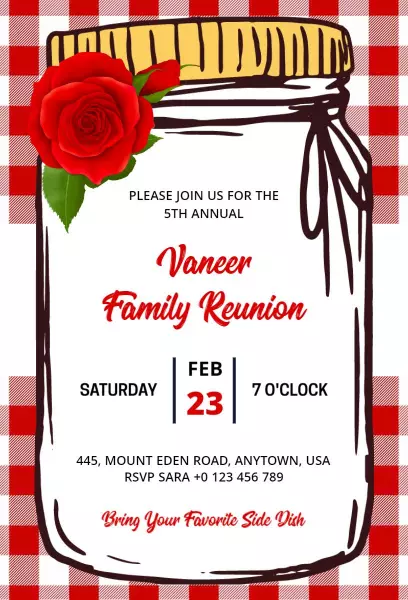 Rustic Rose Country Family Reunion Gathering Invitation Template