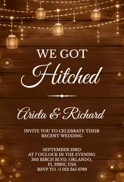 Rustic String Lights Western Wedding Celebration Invitation Template