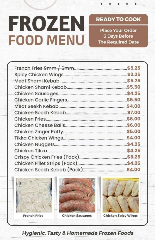 Rustic Style Ready-to-Cook Frozen Food Menu Template