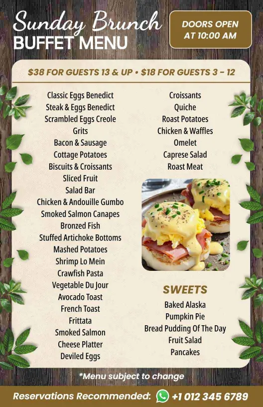 Rustic Sunday Brunch Buffet Menu Template