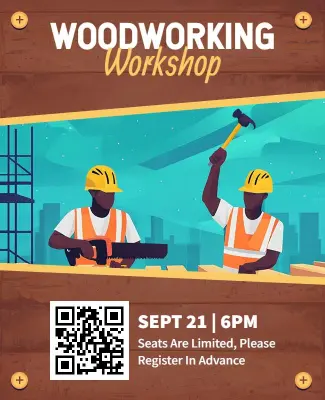 Rustic Theme Woodworking Workshop Flyer Template