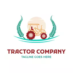 Rustic Tractor Design with Green Agricultural Elements Logo Template