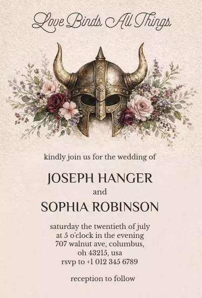 Rustic Viking Wedding Ceremony Celebration Invitation Template