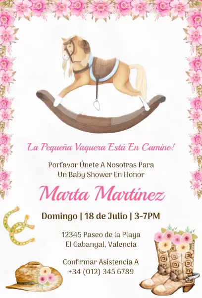 Rustic Vintage Cowboy Themed Baby Shower Invitation Template