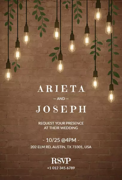 Rustic Vintage Wedding Celebration Romantic Invitation Template