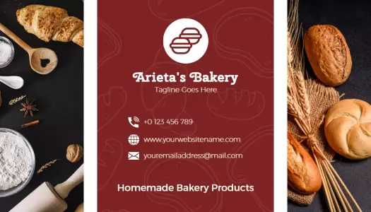 Rustic Warm Bakery Theme with Fresh Bread Business Card Template