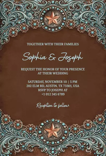 Rustic Western Elegant Wedding Celebration Invitation Template
